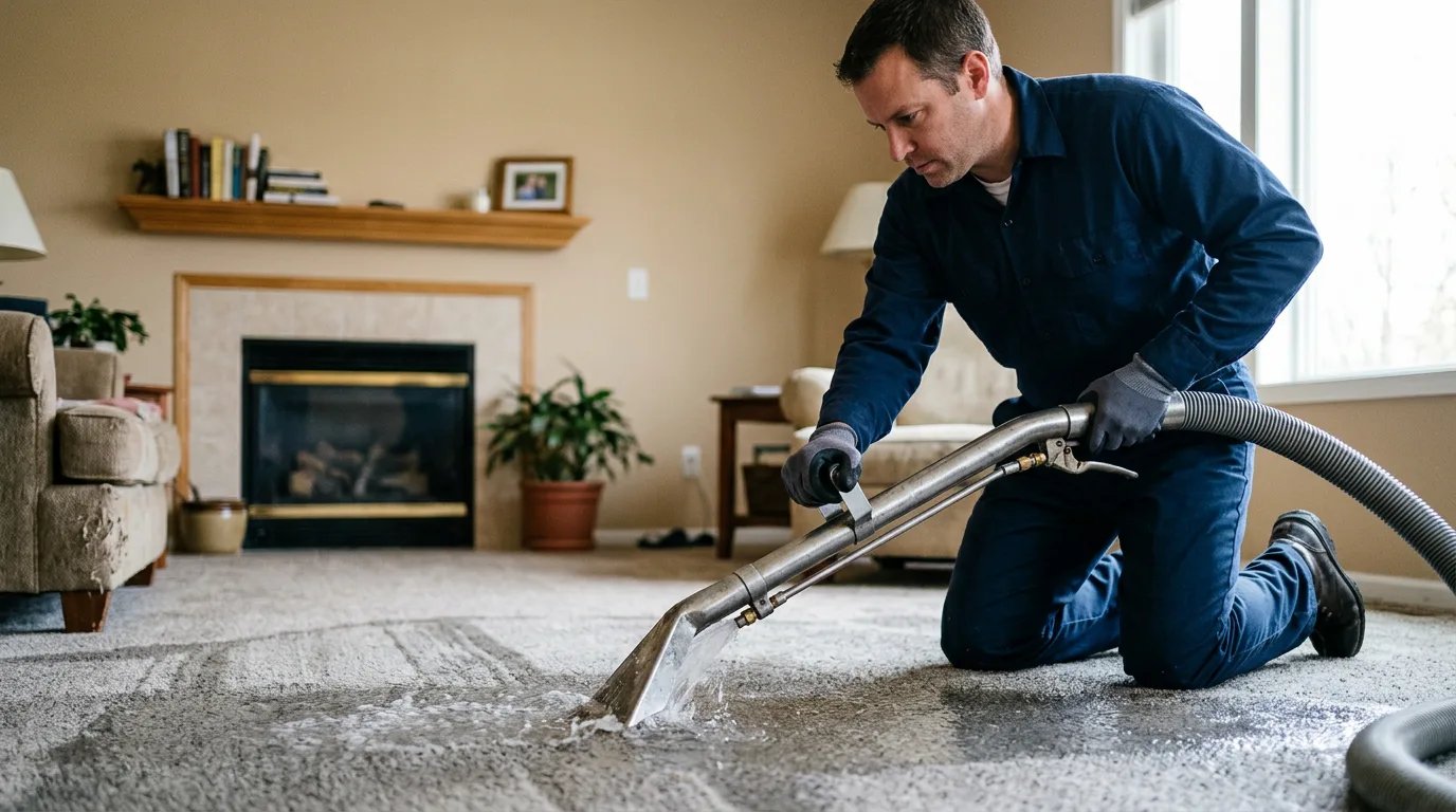 Water damage restoration technician working near West Valley, NY